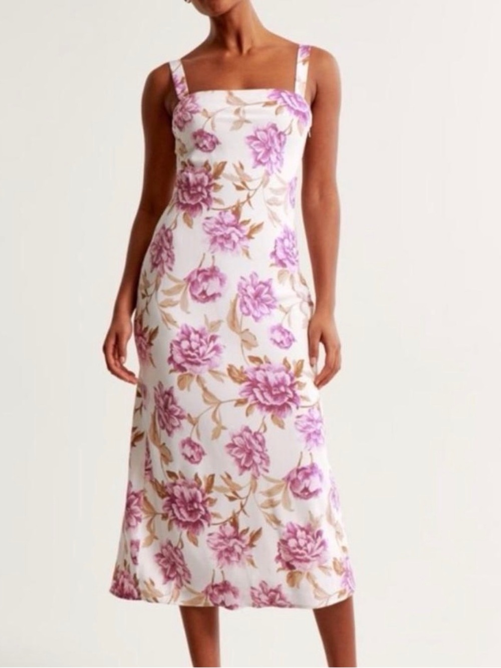NWOT Abercrombie & Fitch Purple Floral Square-Neck Midi Dress